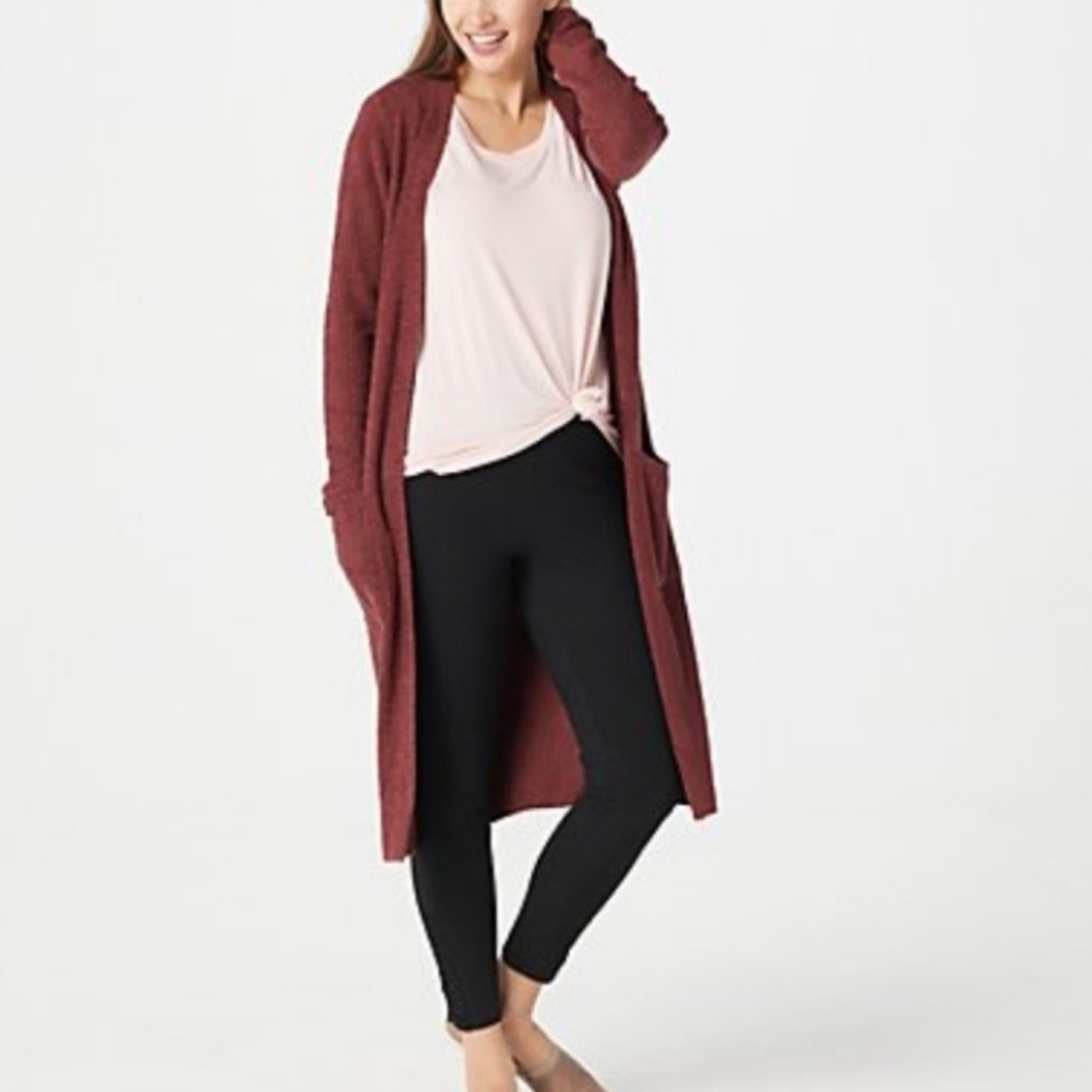 NWT Barefoot Dreams Long Button Duster Cardi Cardigan Size L Rosewood Red New